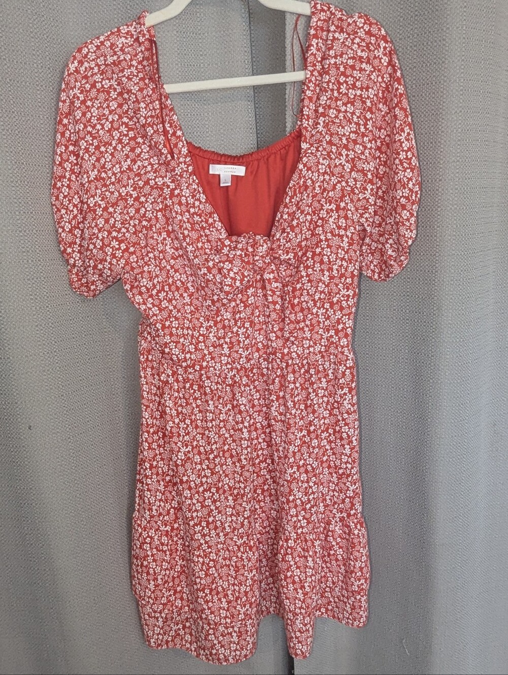 LC Lauren Conrad Red Floral Short-Sleeve Romper